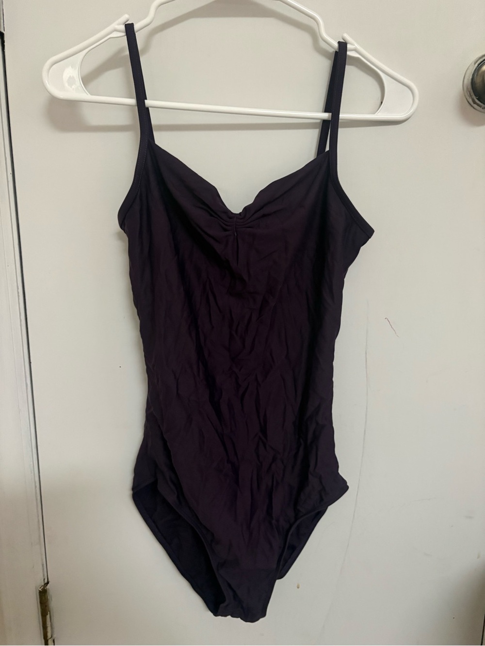 Simple eggplant Spaghetti Strap leotard